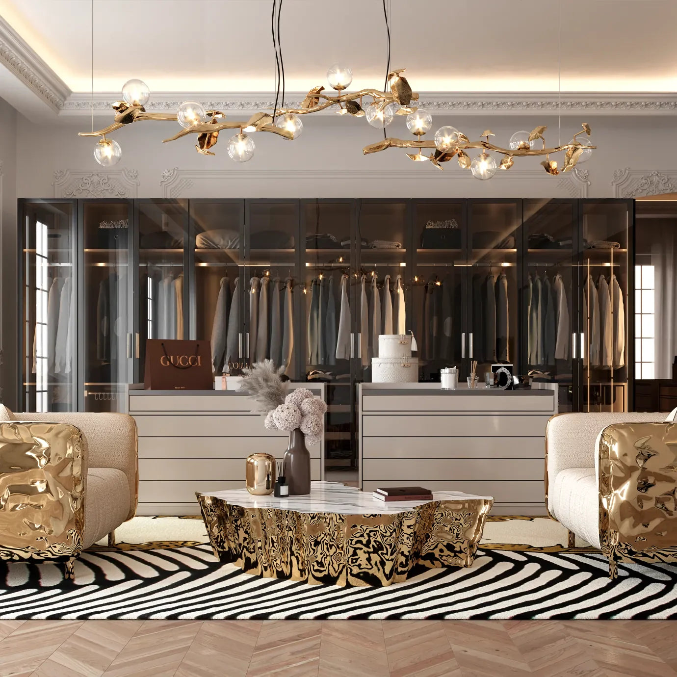 Gold Leaf Hera Chandelier