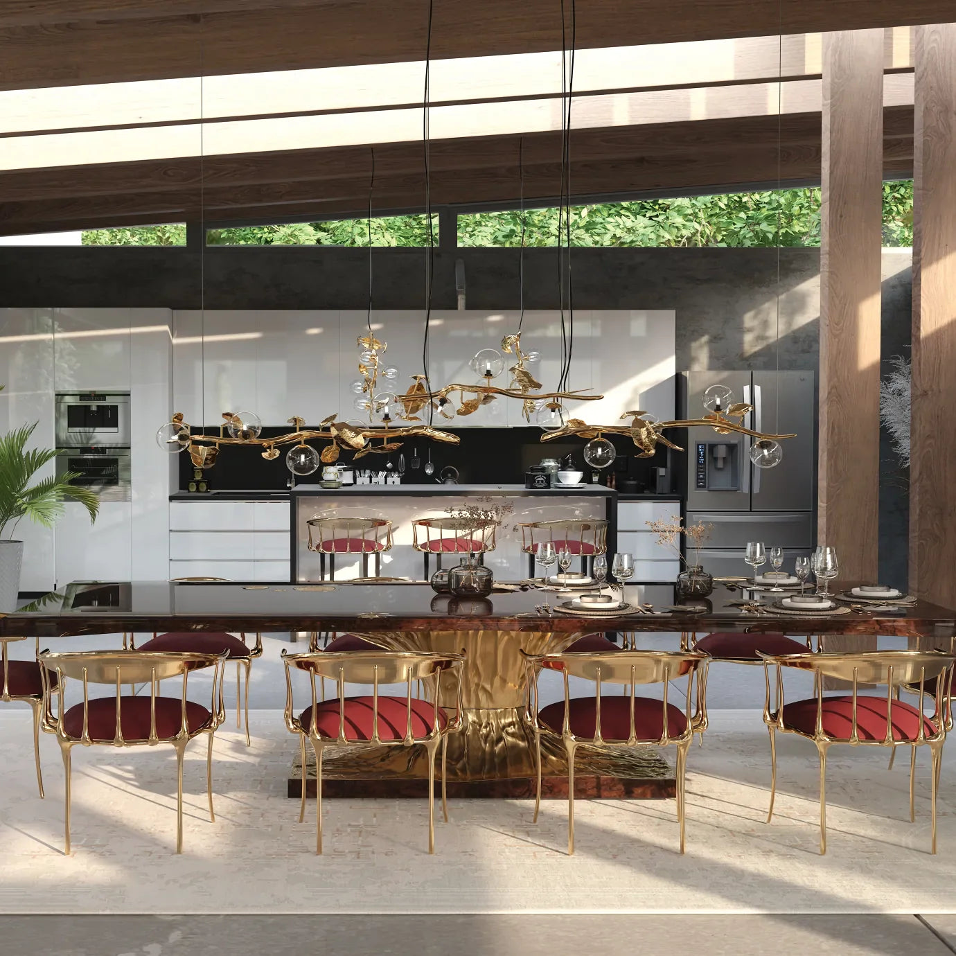 Gold Leaf Hera Chandelier