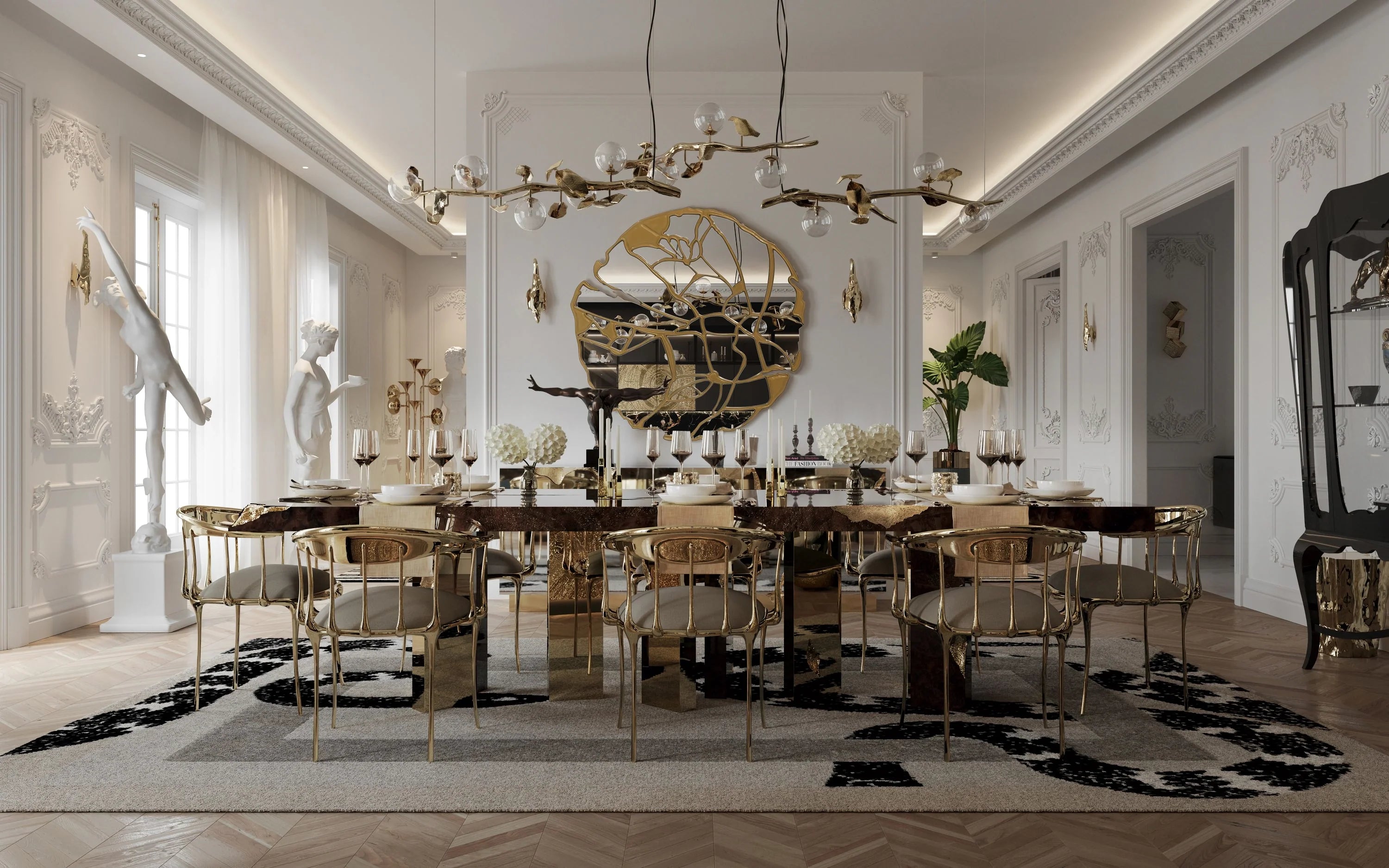 Gold Leaf Hera Chandelier