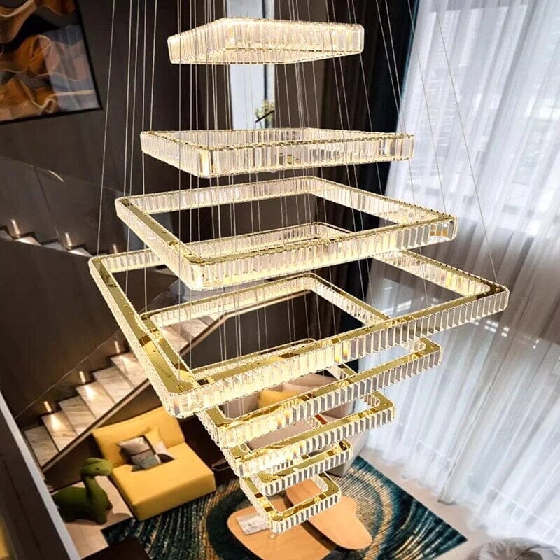 Pamela 8-Tier Square Crystal Chandelier