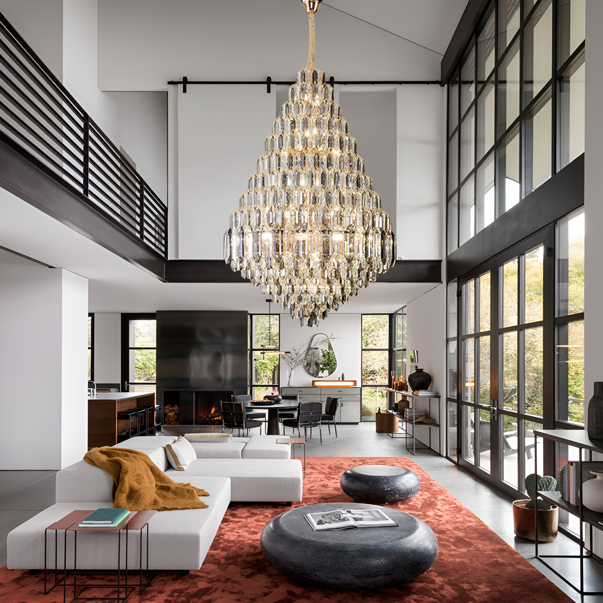 Ariana Somke And Clear Crystal Chandelier
