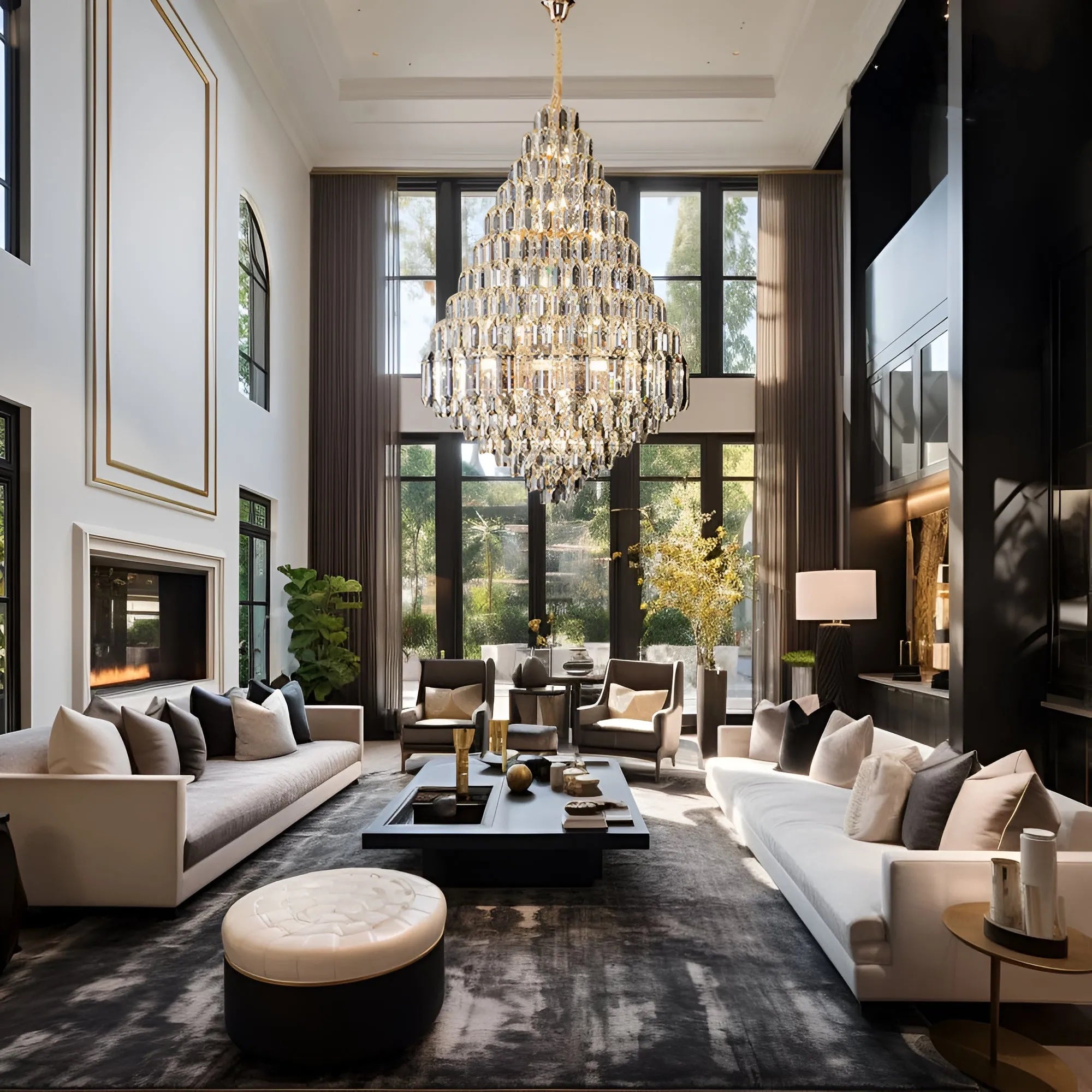 Ariana Somke And Clear Crystal Chandelier