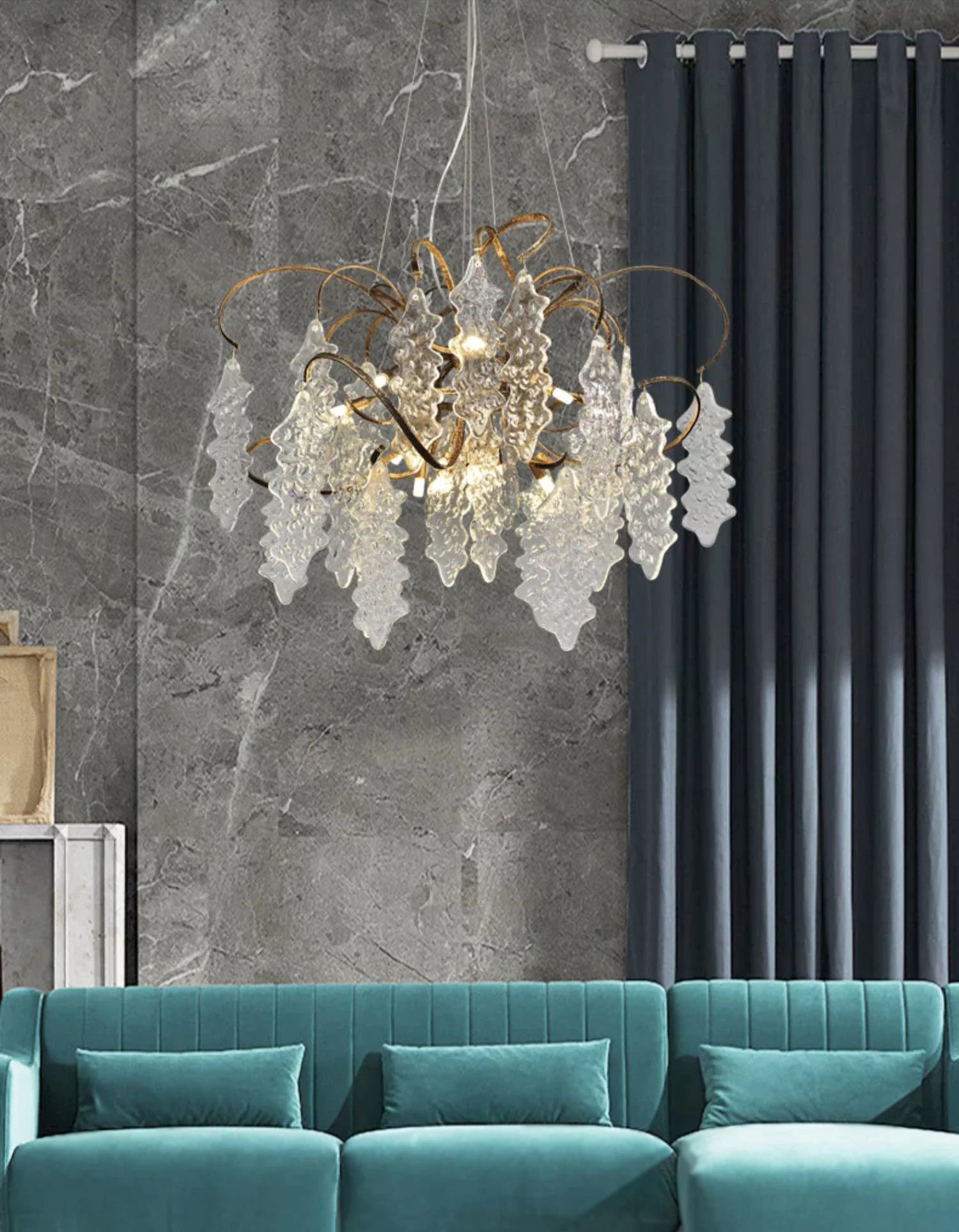 Kyle Luxury Niagara Round Glass Chandelier 23.6" 35.5"D