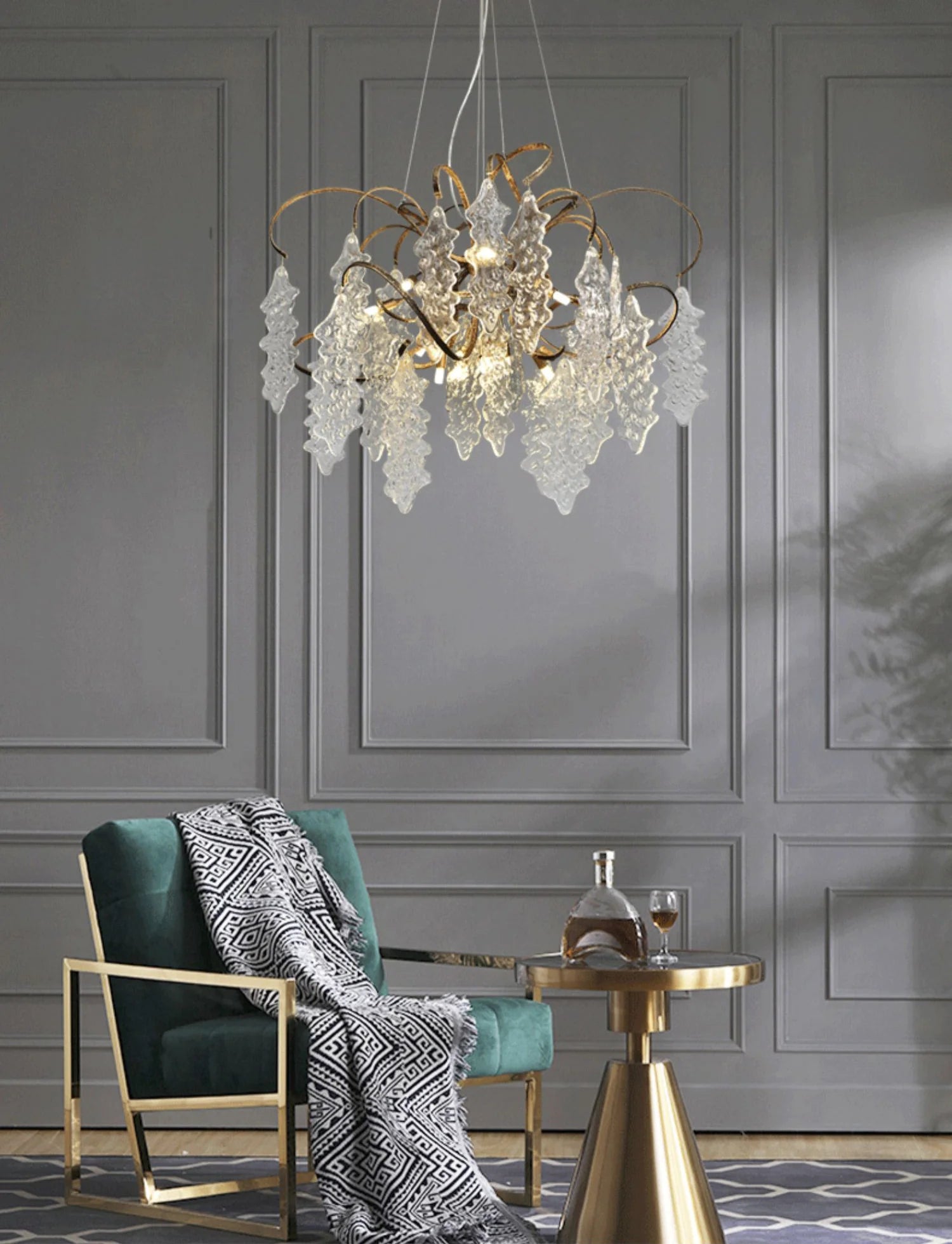 Kyle Luxury Niagara Round Glass Chandelier 23.6" 35.5"D