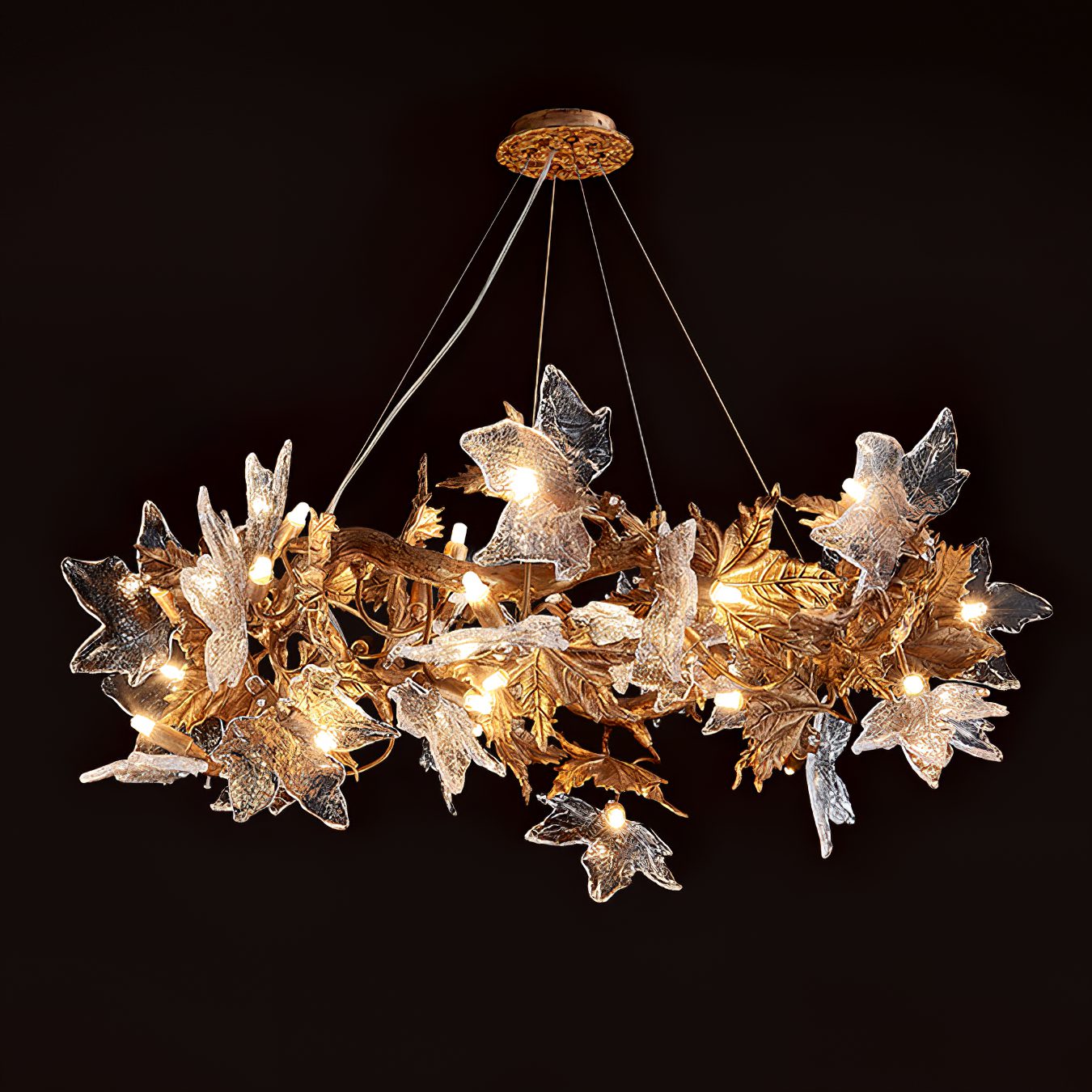 Flora Leaf Branch Brass Chandelier