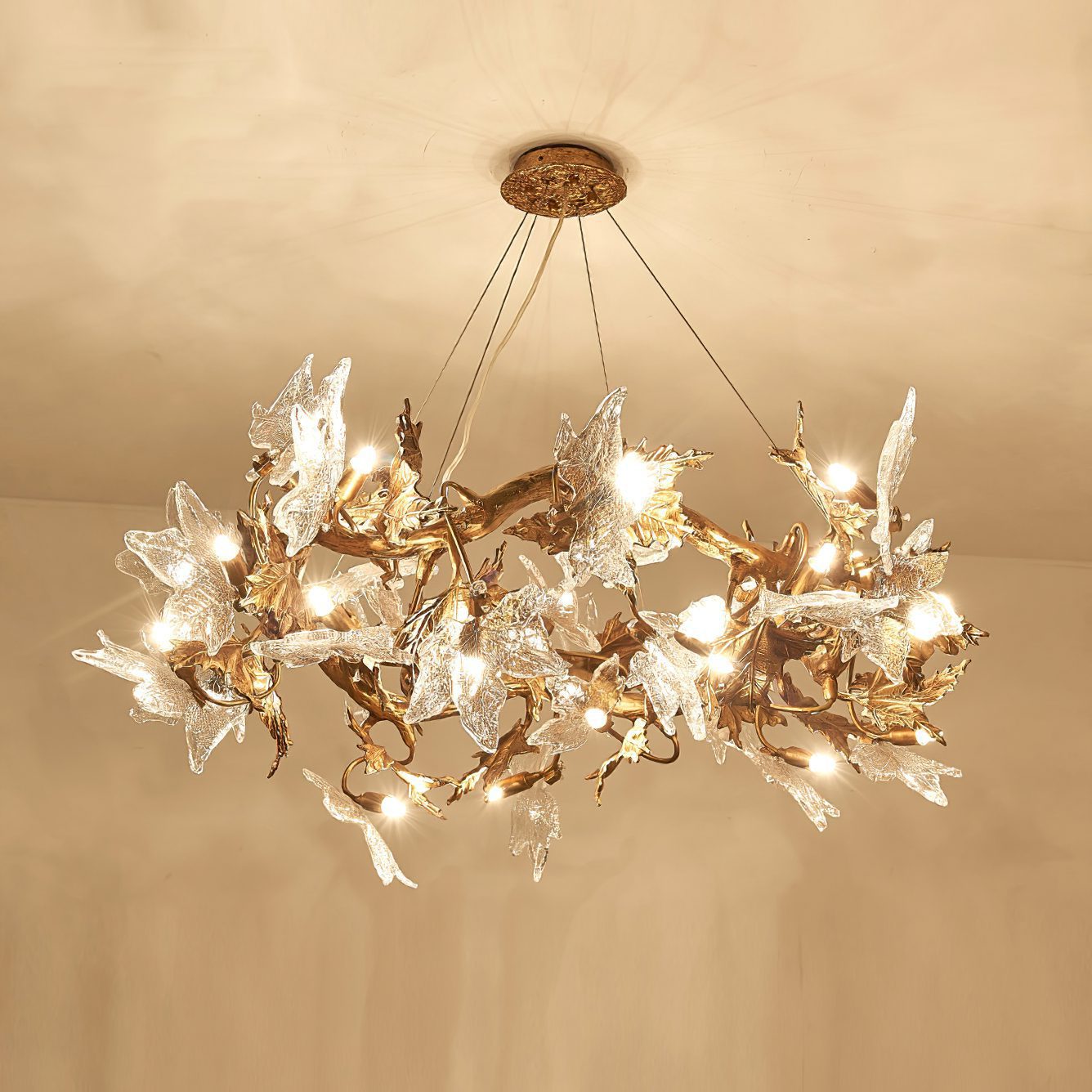 Flora Leaf Branch Brass Chandelier