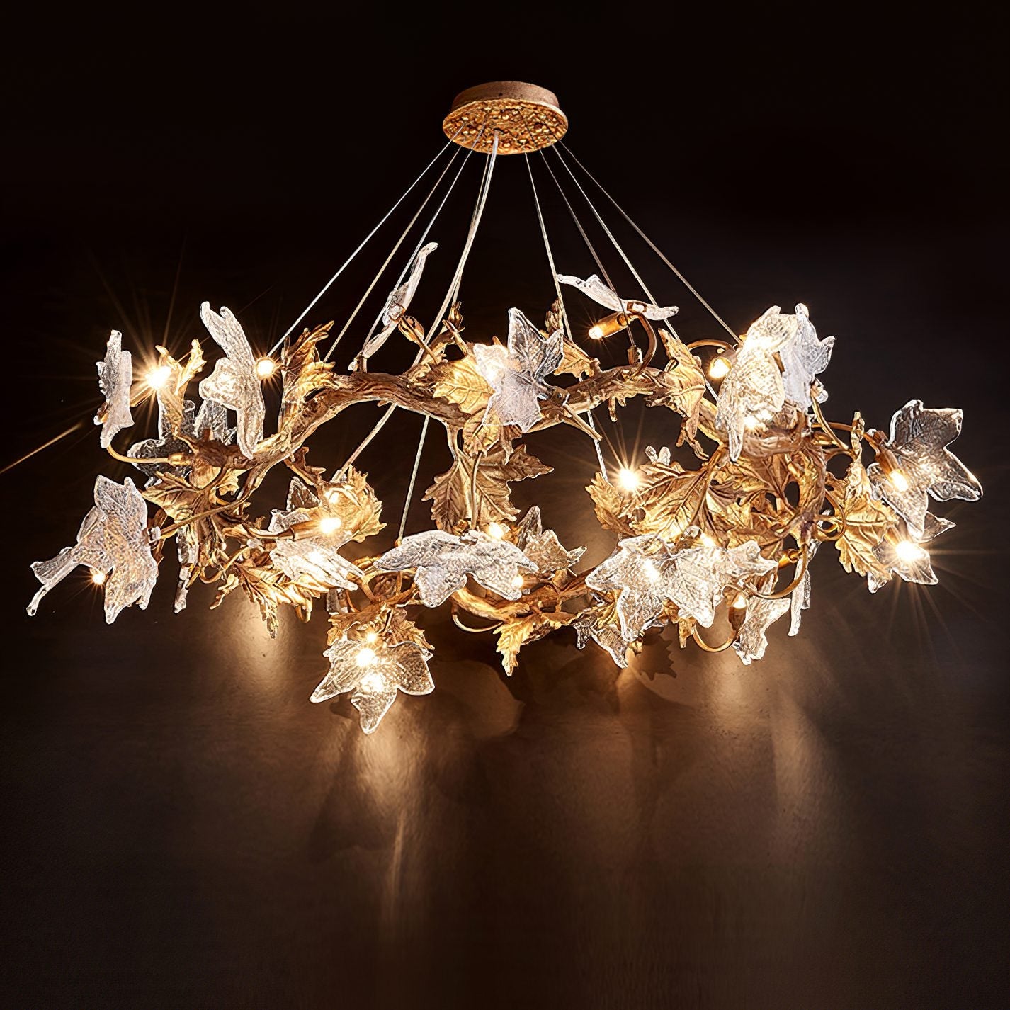 Flora Leaf Branch Brass Chandelier