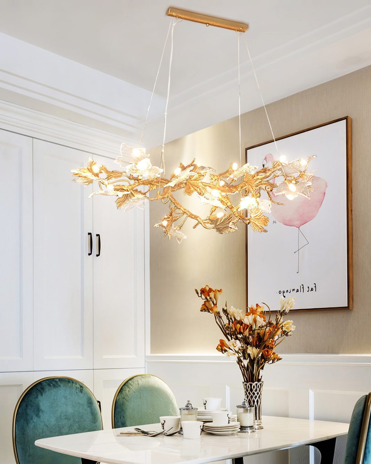 Flora Leaf Branch Brass Chandelier