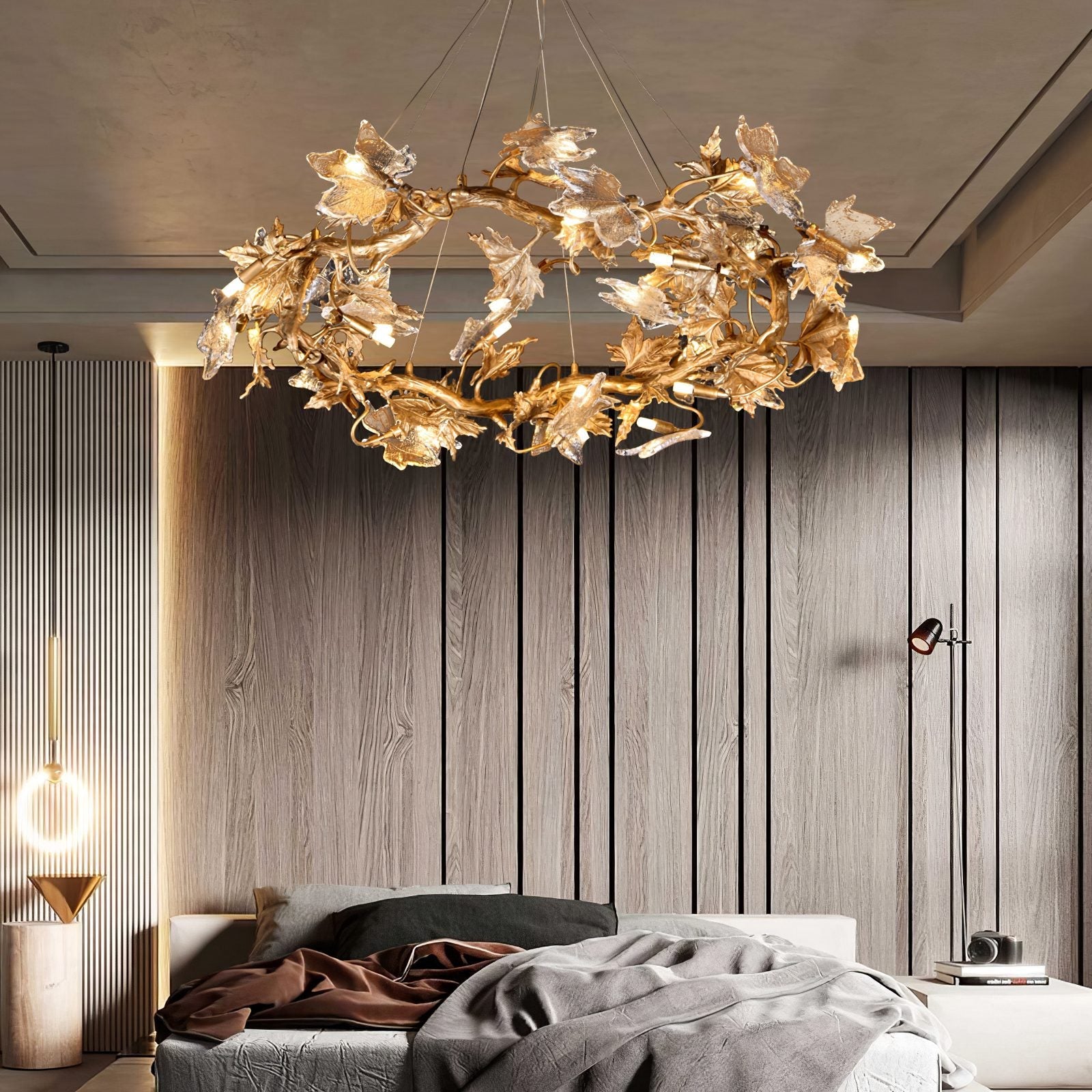 Flora Leaf Branch Brass Chandelier