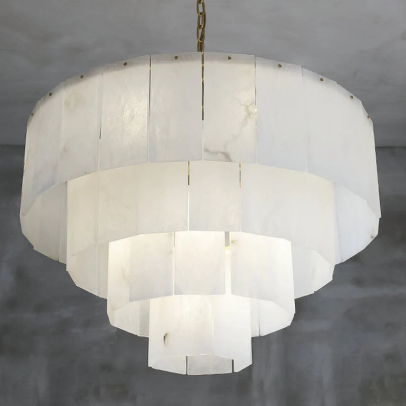 Theseus Alabaster Lorry Modern Multi-Layer Round Chandelier 31"