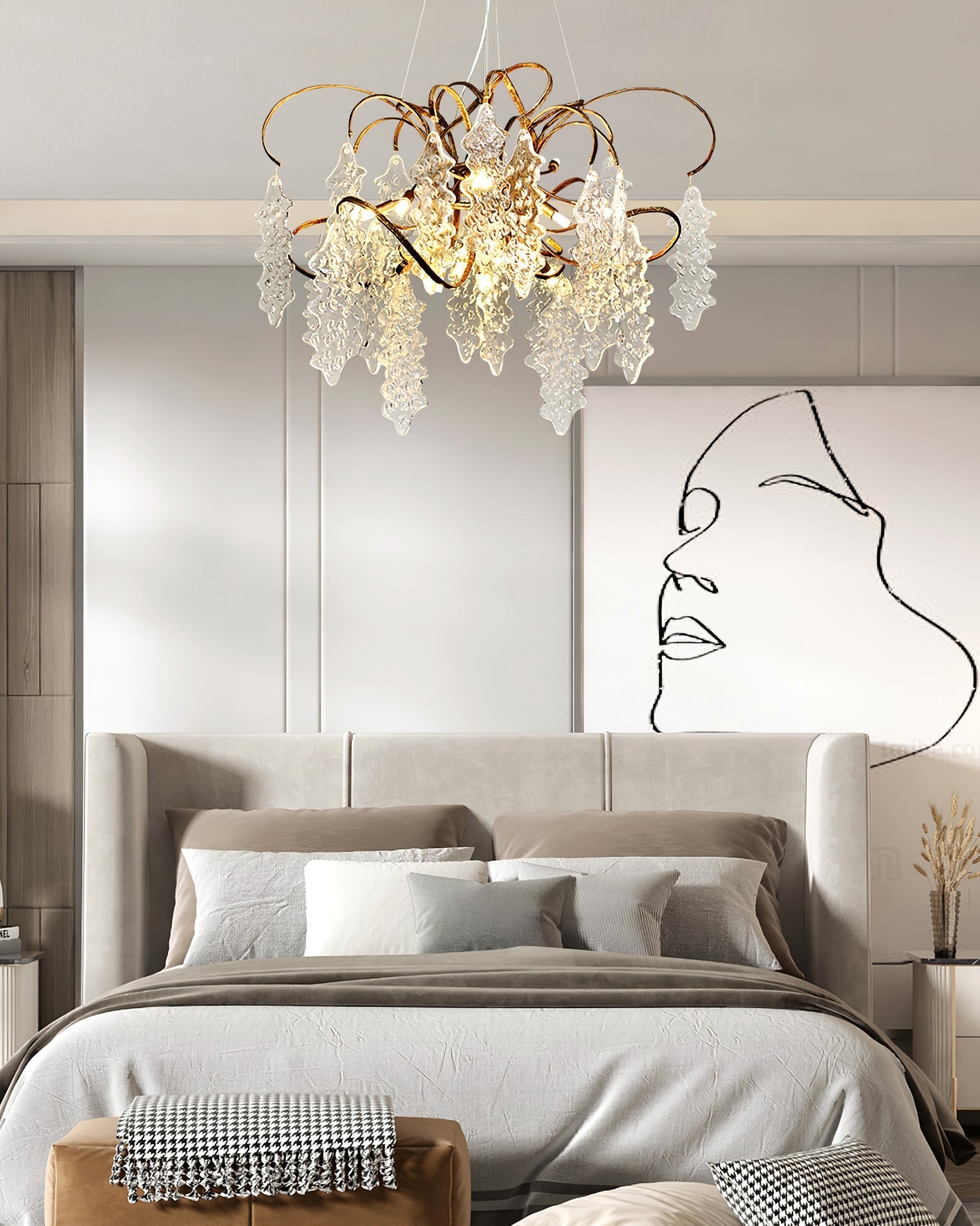 Kyle Luxury Niagara Round Glass Chandelier 23.6" 35.5"D