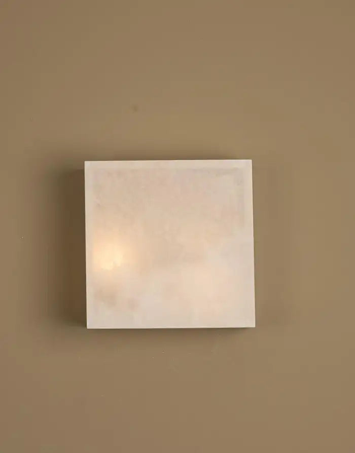 White Alabaster Cube Wall Sconce