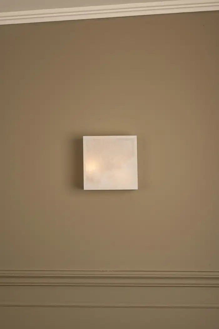 White Alabaster Cube Wall Sconce