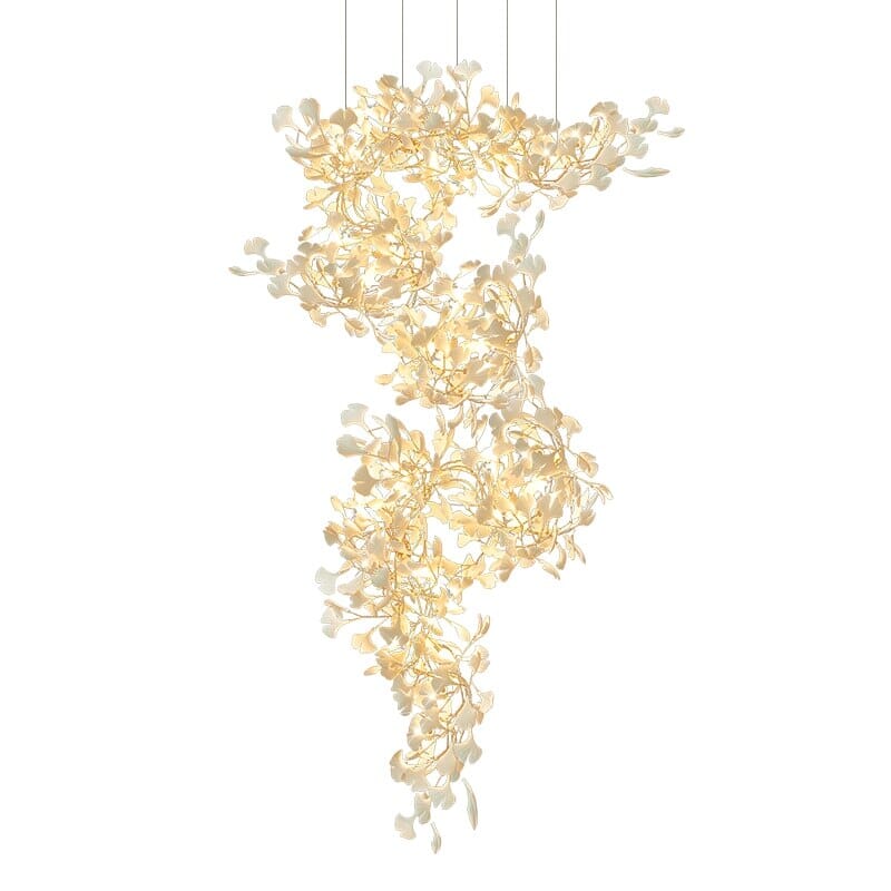 Twilight Branches Ceramic Ginkgo Leaf Large Chandelier 110'' 118'' 157''H#size_29.5" x 157.4" / 75 x 400cm