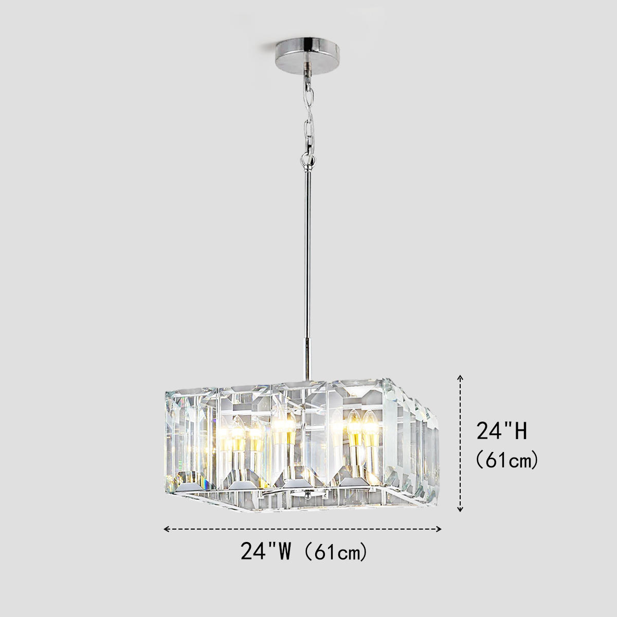 Tundra Cube Square Crystal 24" Chandelier