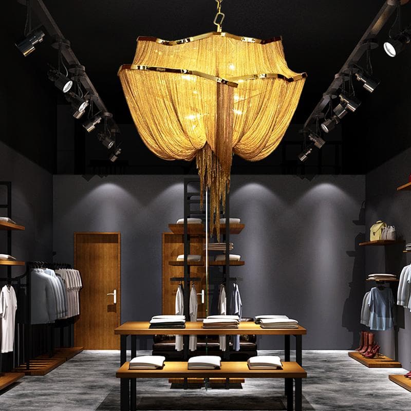 Alisa Luxury Double-layer Aluminum Chain Tassel Chandelier