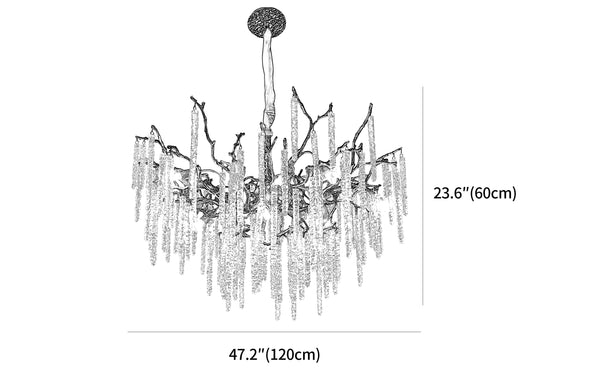 Crystal Icicles Branch Brass Chandelier