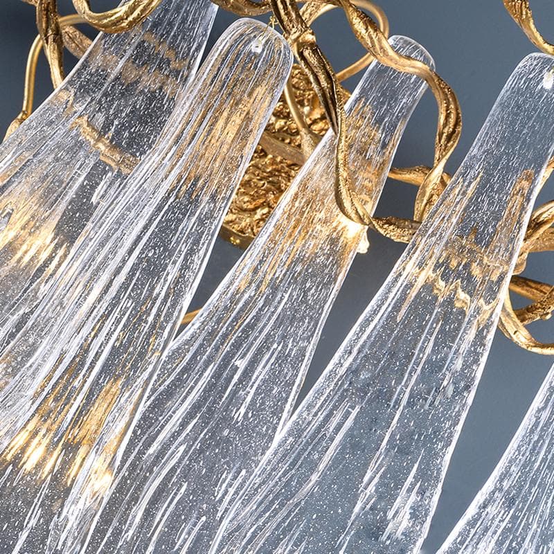 Flake Long Crystal Branch Brass Wall Sconce