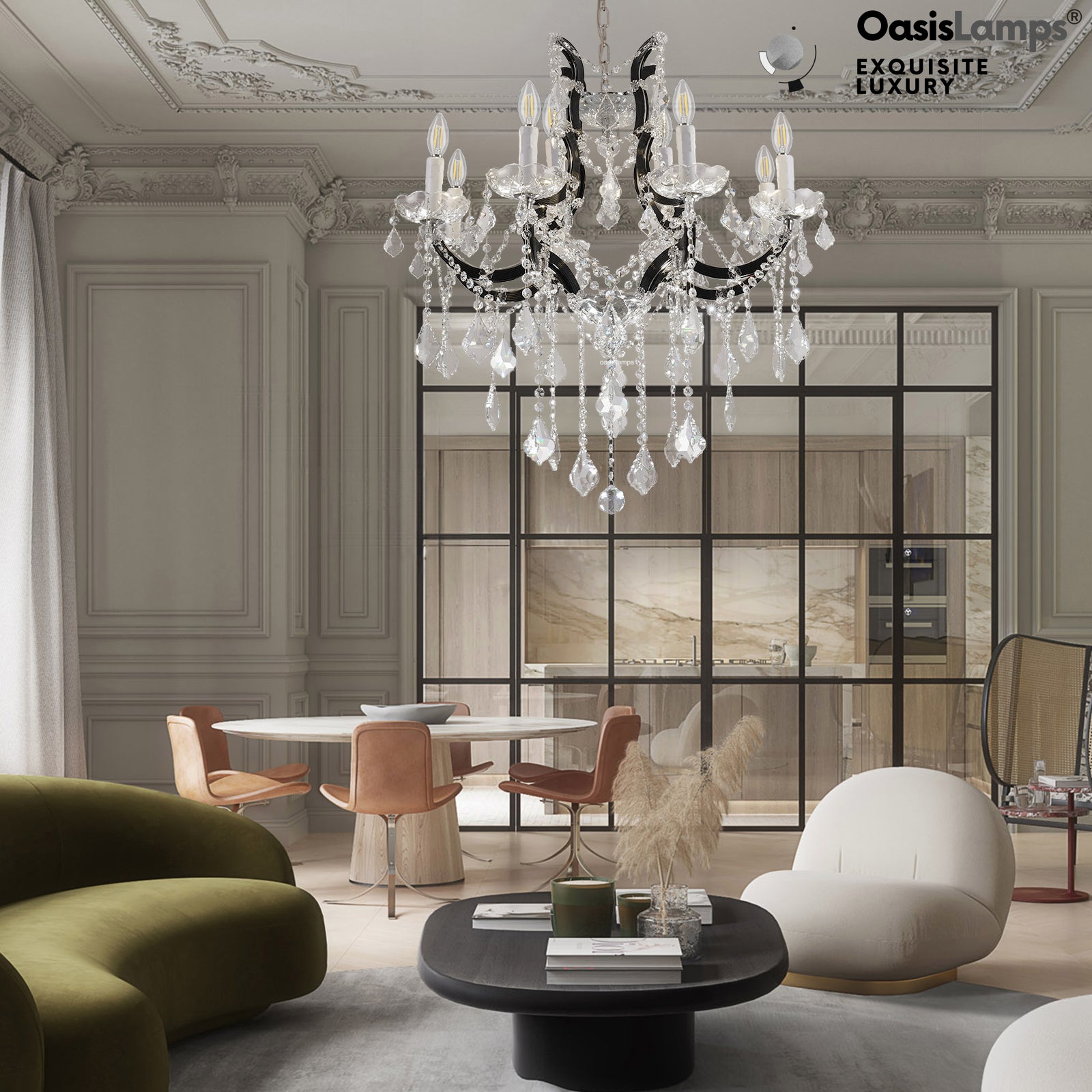 Crystal Candle Classical Chandelier 18" 40" 48"D#Size_18"