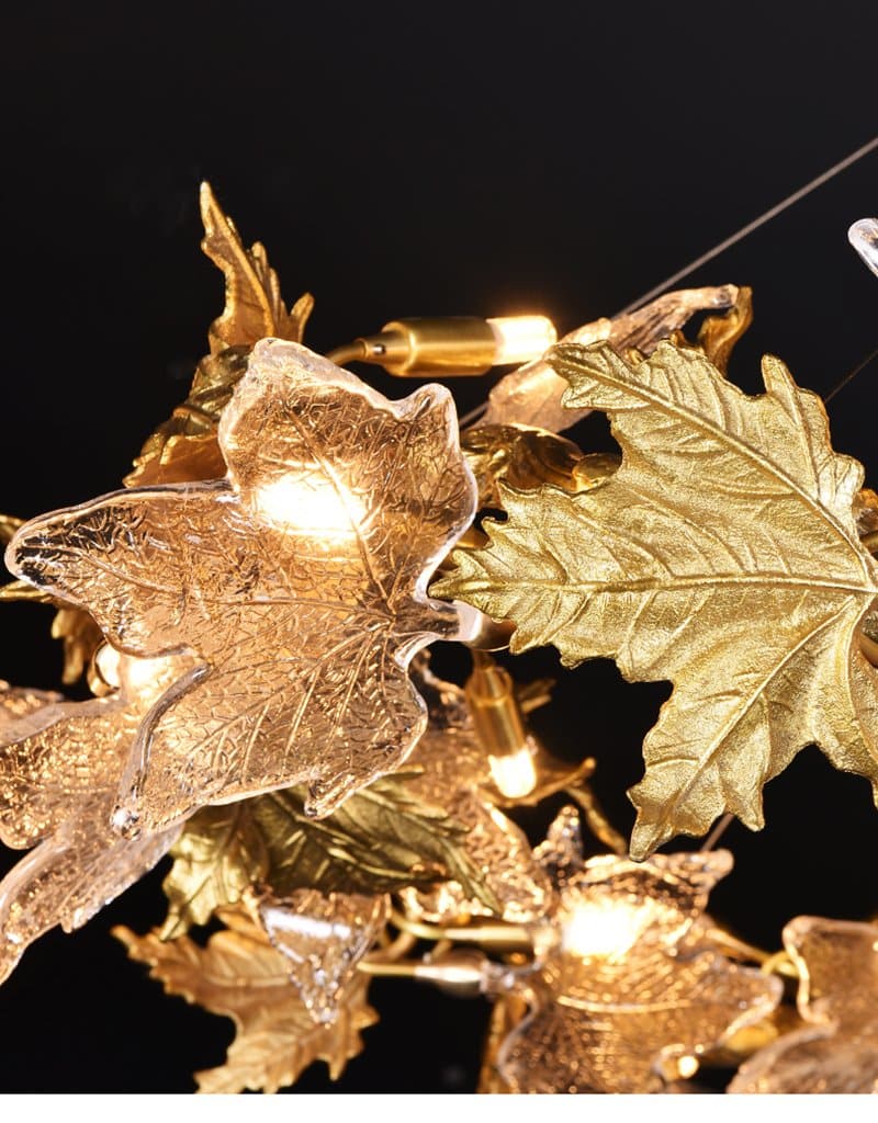 Branch Brass Maple Leaf Branch Crystal Chandelier