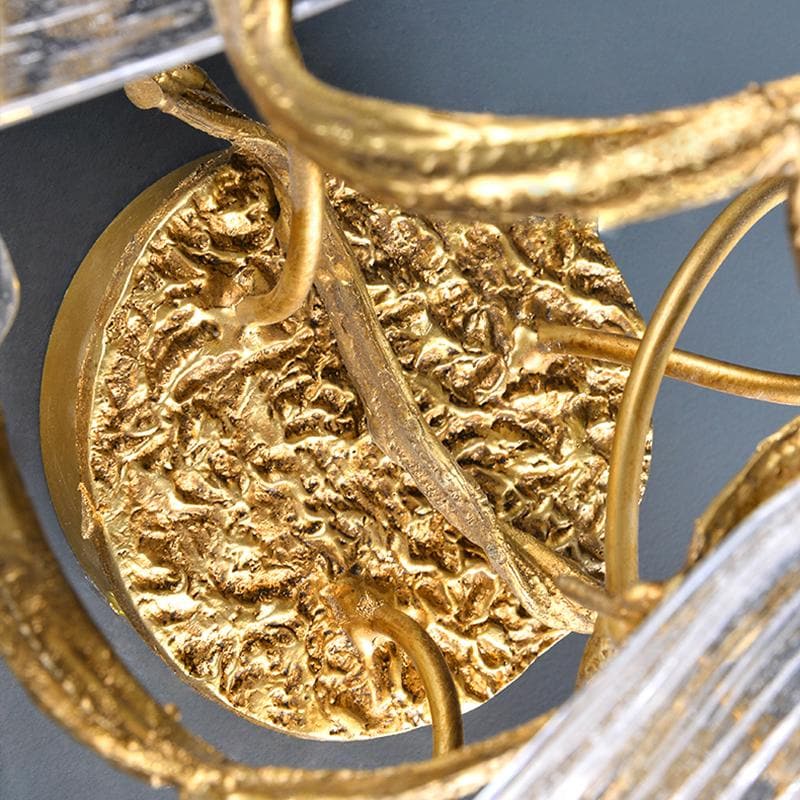 Flake Long Crystal Branch Brass Wall Sconce