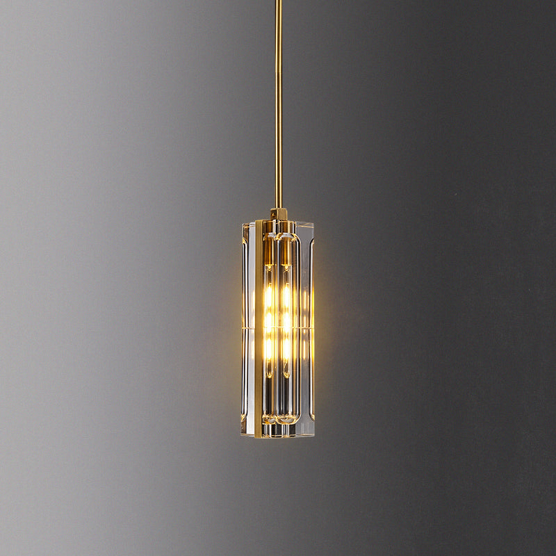 Golden Rectangular Crystal Pendant Lighting