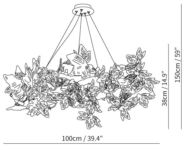 Maple Leaf Brass Chandelier