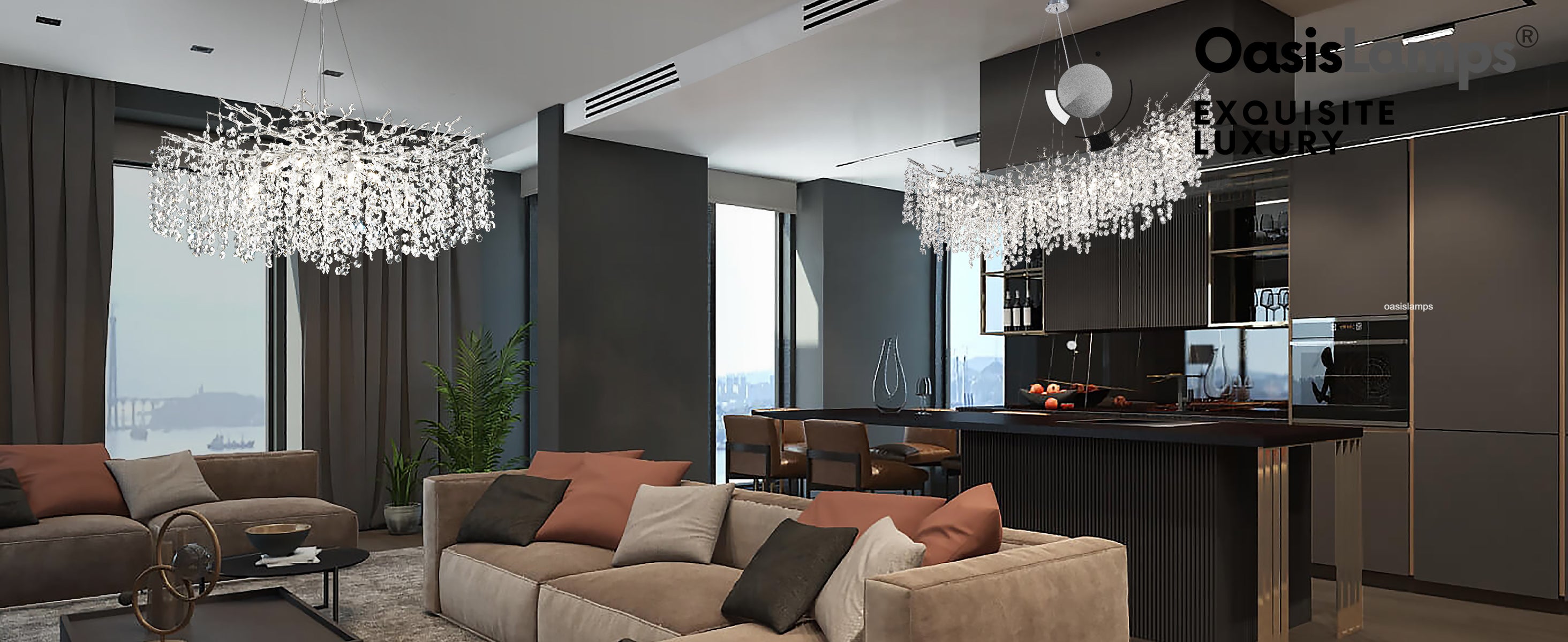 Lustre Branches Crystal Round Chandelier for All Rooms 30" 40"#Color_Silver