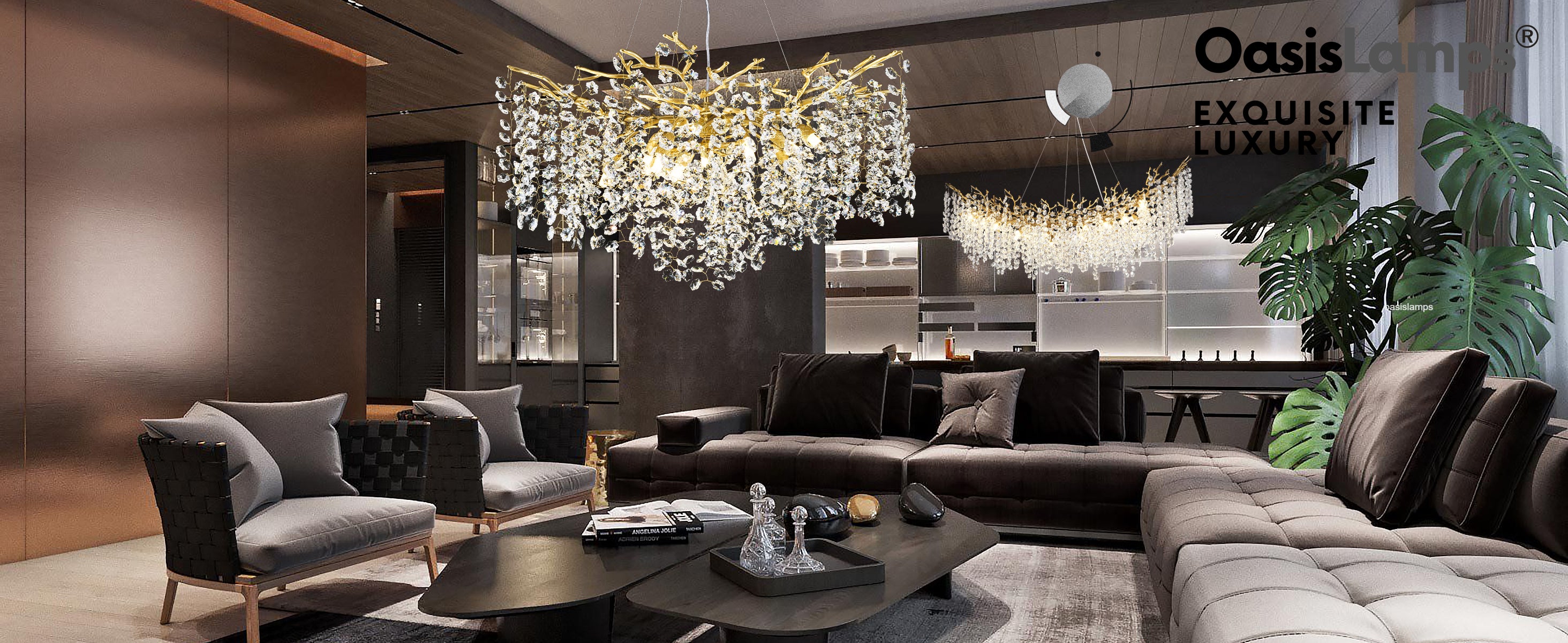 Lustre Branches Crystal Round Chandelier for All Rooms 30" 40"#Color_Brass