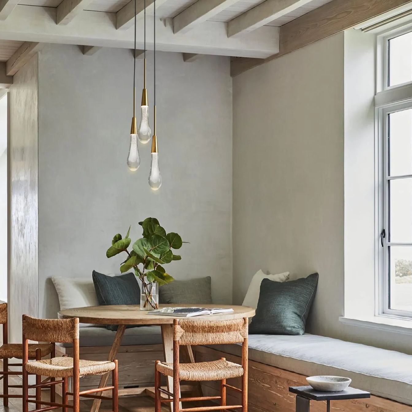 Elara Solitaires Round Crystal Pendant-3 lights 5 lights 7 lights#color_brass,size_3 lights