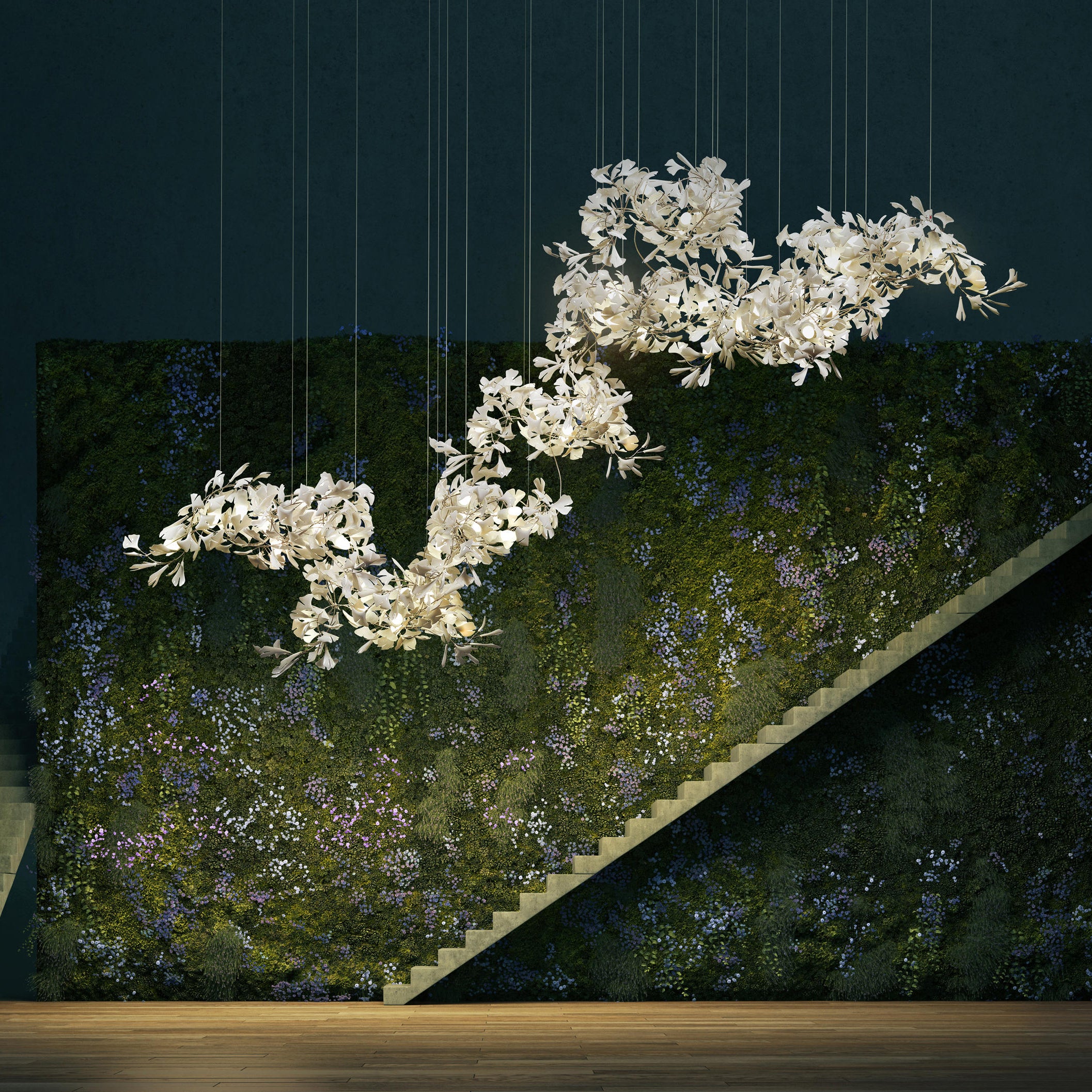 Ceramic Ginkgo Luxury Branch Chandelier