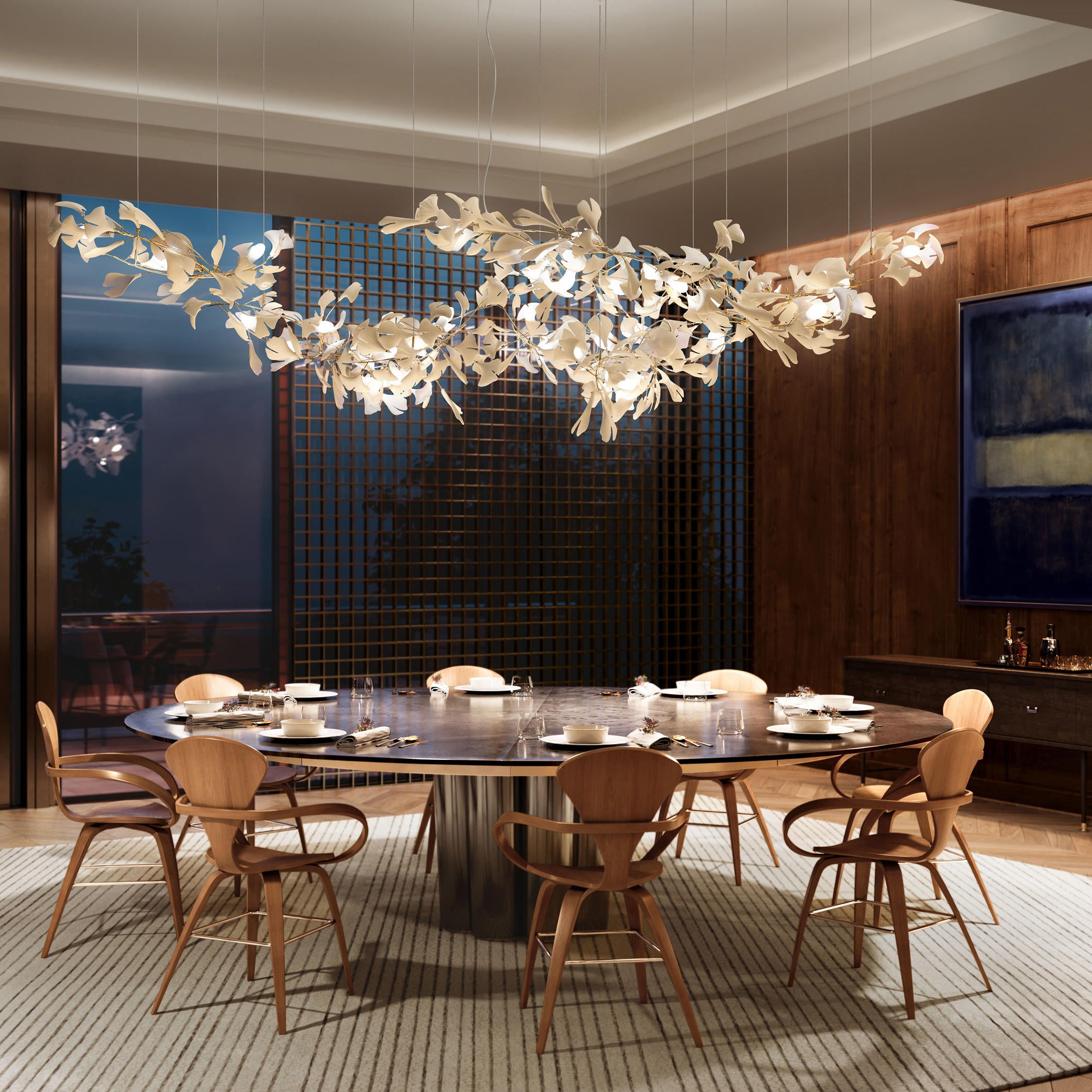 Ceramic Ginkgo Luxury Branch Chandelier