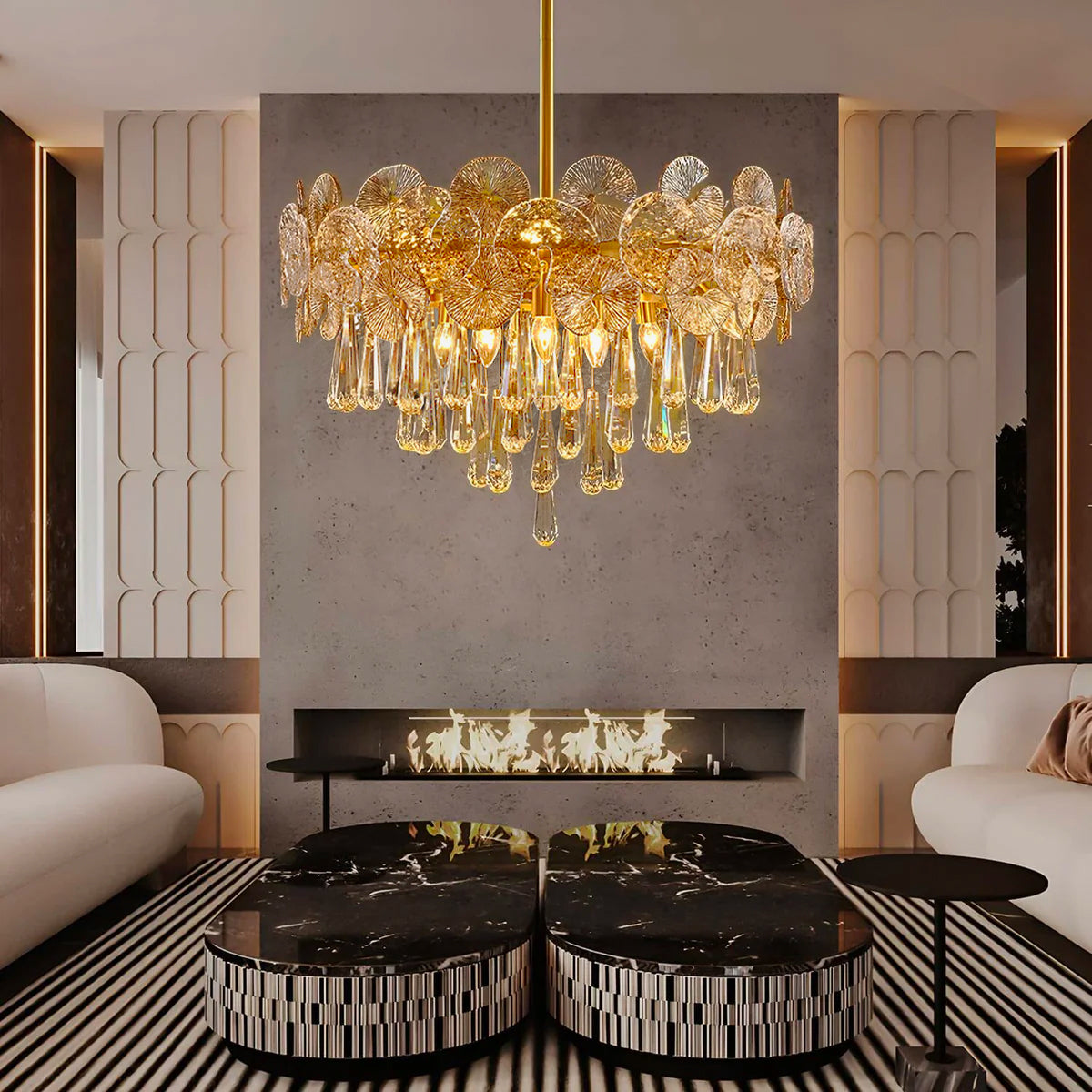 Modern Luxury Gold Glass Chandelier