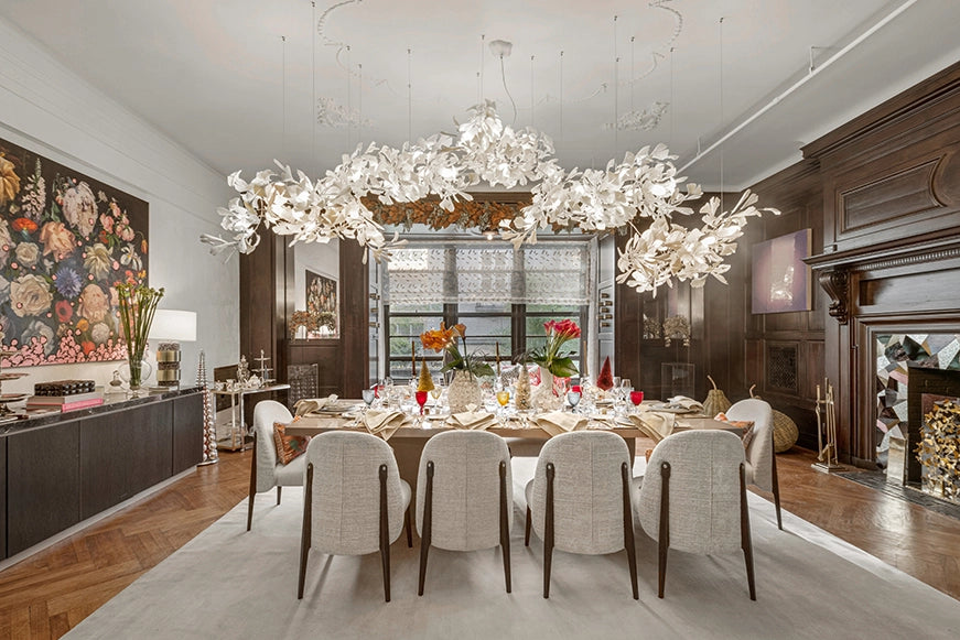 Ceramic Ginkgo Luxury Bloomwave Length Chandelier L59" L108" L118" L130"