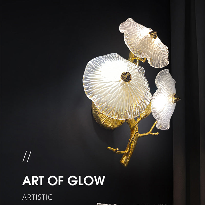 Modern Luxury Leaf glass flower Wall Sconce 15.7"H