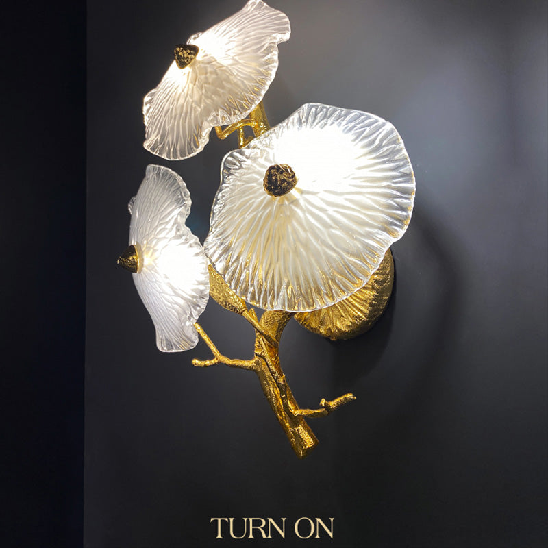 Modern Luxury Leaf glass flower Wall Sconce 15.7"H
