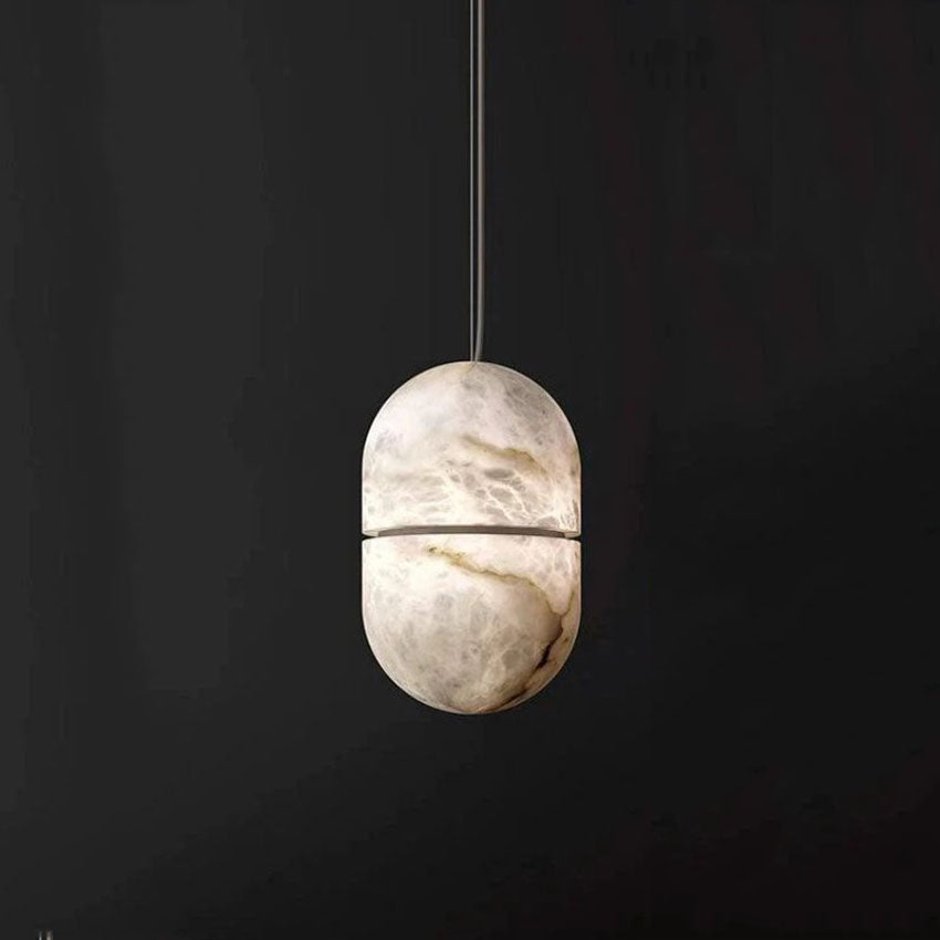 Alabaster Lorry Oval Pendant 5.9" D 7.1" D