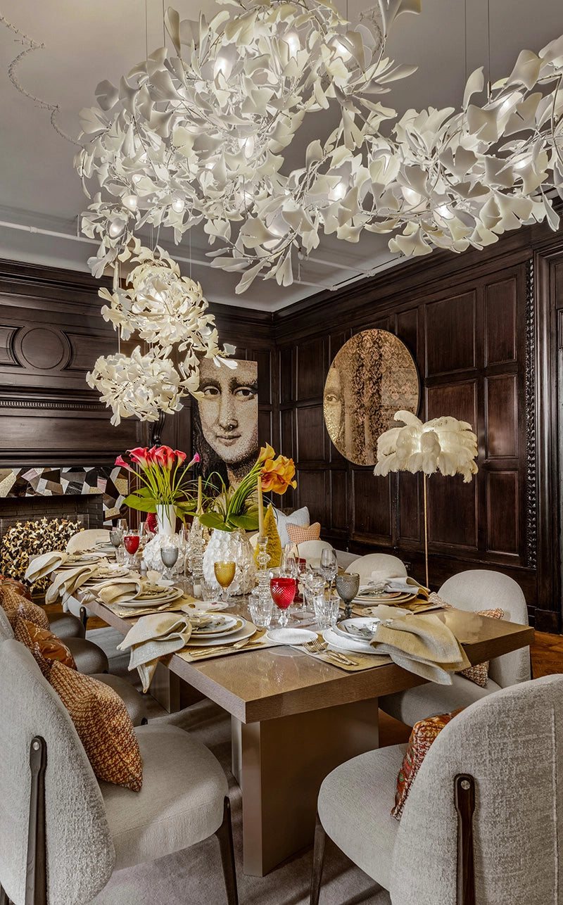 Ceramic Ginkgo Luxury Bloomwave Length Chandelier L59" L108" L118" L130"