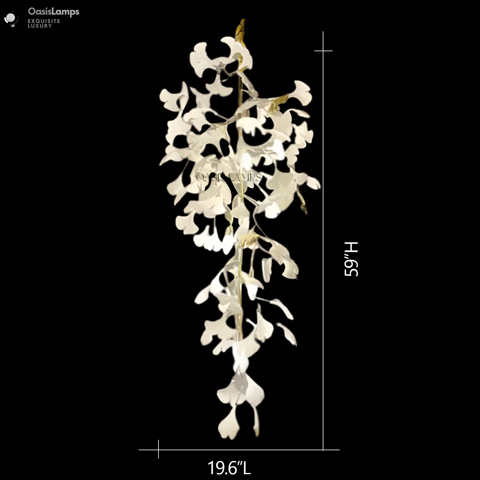 Ceramic Ginkgo Luxury Vertical Bloomfall Chandelier 59" 78" 105" 118" 137" 153"H#size_59"