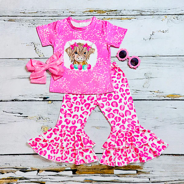 2 Piece Baby Girl Cow Print Set