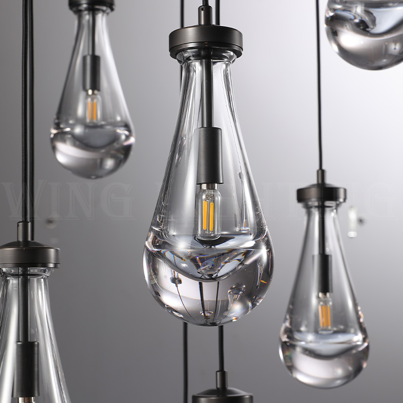 Customize Raindrops Round Chandelier 18" 8-Light