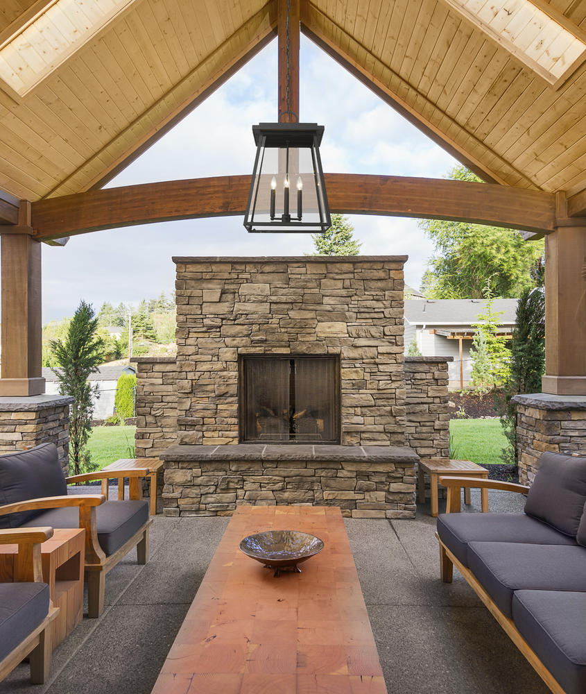 Z-Lite Broughton 4-Light Black Craftsman Beveled Glass Square Outdoor Hanging Pendant Light