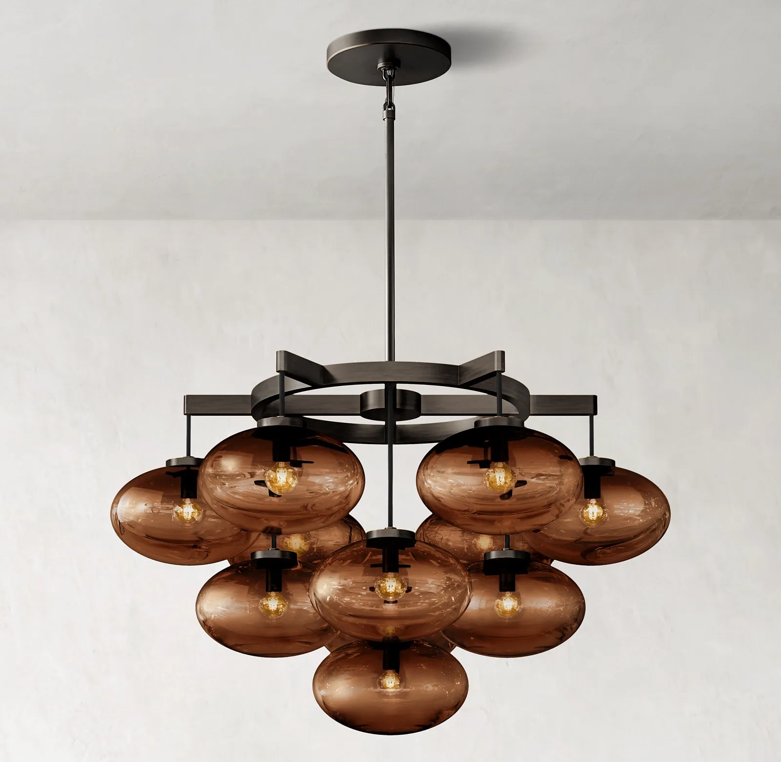 Cabrette Modern round Glass Chandelier 36" For Living Room, Dining Room