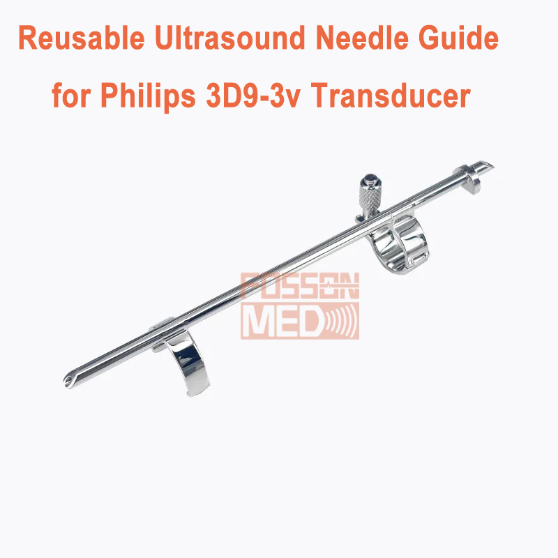 Reusable Stainless Steel Endocavity Ultrasound Biopsy Needle Guide Bracket for Philips 3D9-3v Transducer