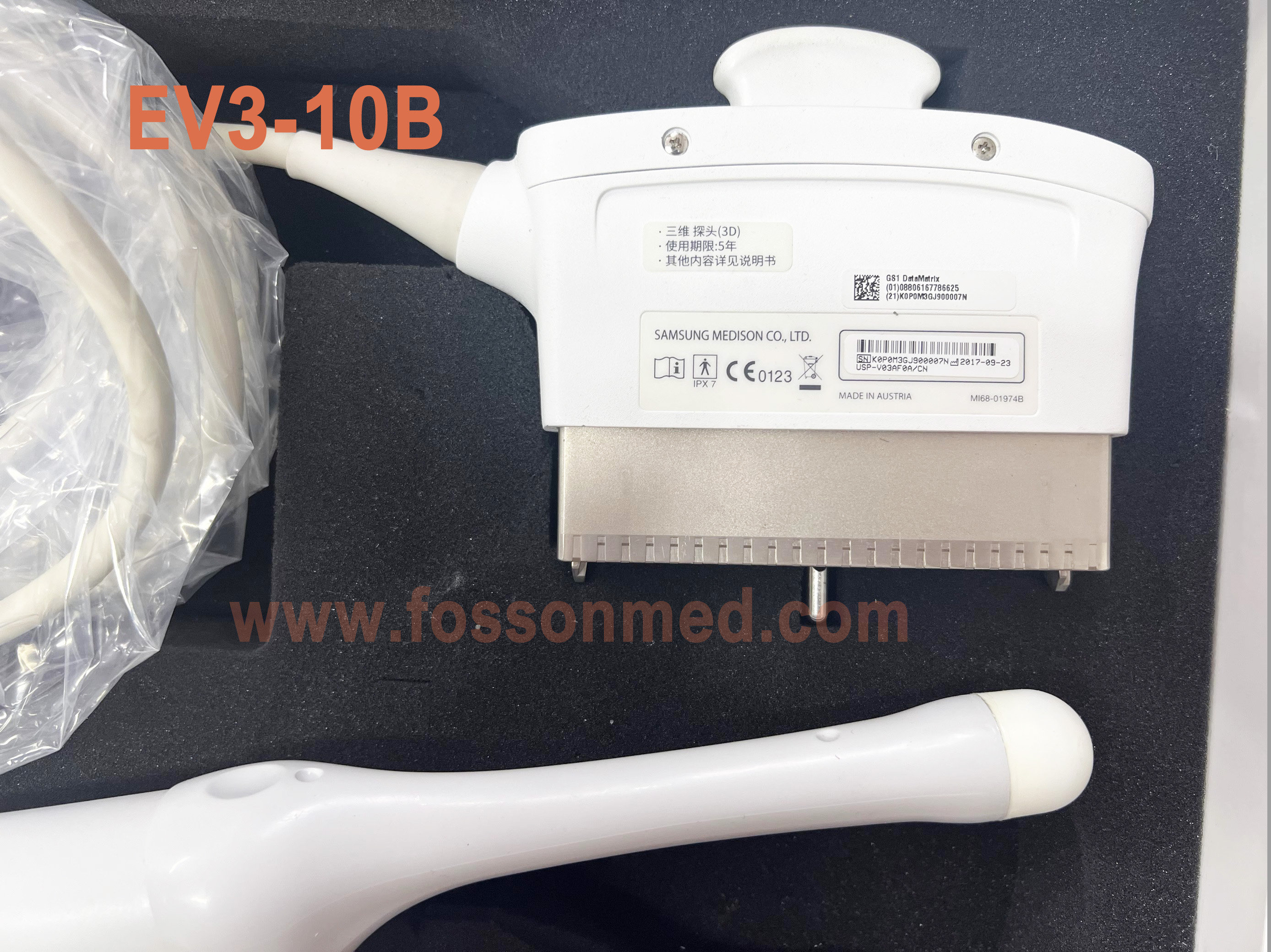 Original Used Samsung Medison EV3-10B 3D Transvaginal Curved Ultrasound Transducer for RS80EVO / RS85 / WS80A / W10 / W9 / I10