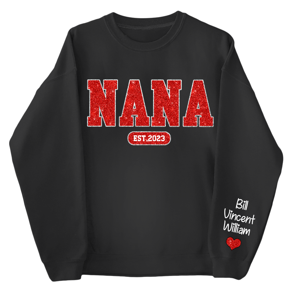 Personalized Glitter Custom Name Mimi Nana Grandma Est And Kids Sweatshirt