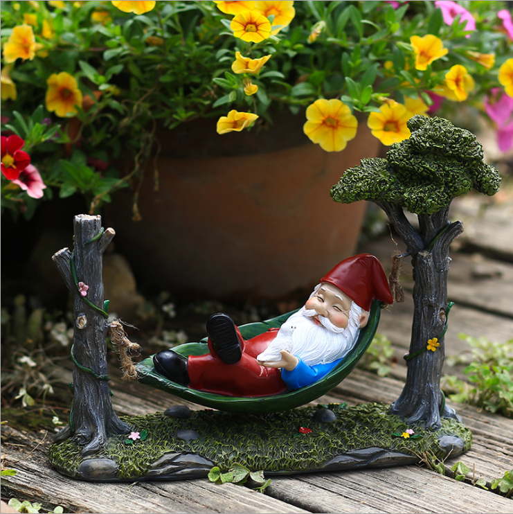 Go Away Gnome with Squirrel 8 inch Garden Grumpy Gnome