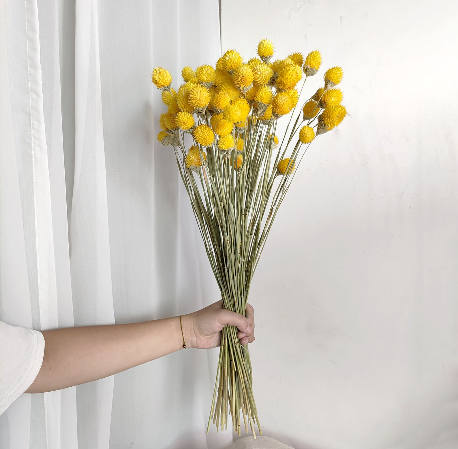 Yellow thorn ball flower branches，artificial flower