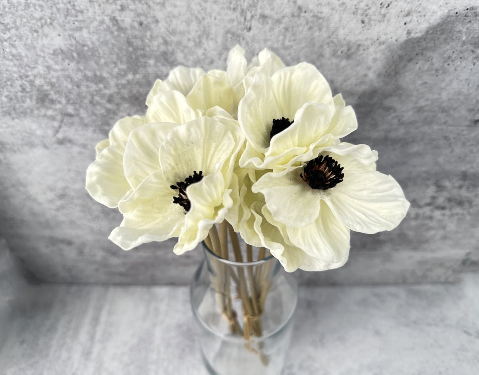 Real Touch White Anemone (3 Stems)
