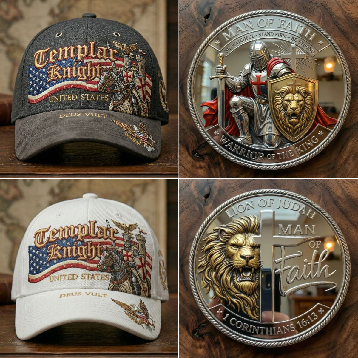 American Flag & Man of Faith Warrior Cap